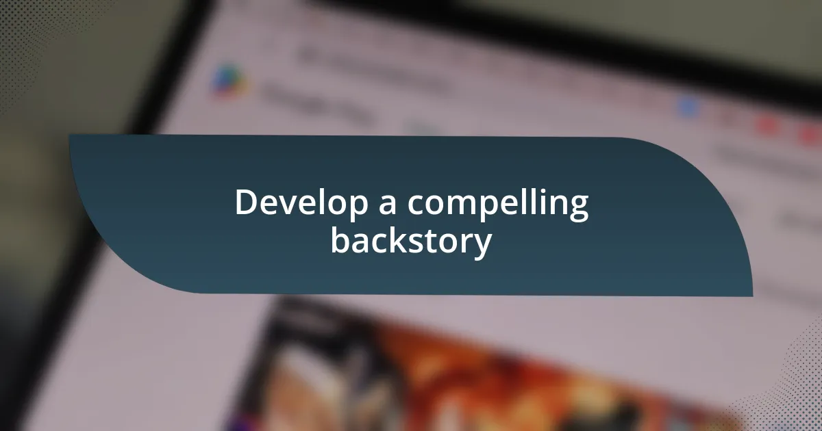 Develop a compelling backstory